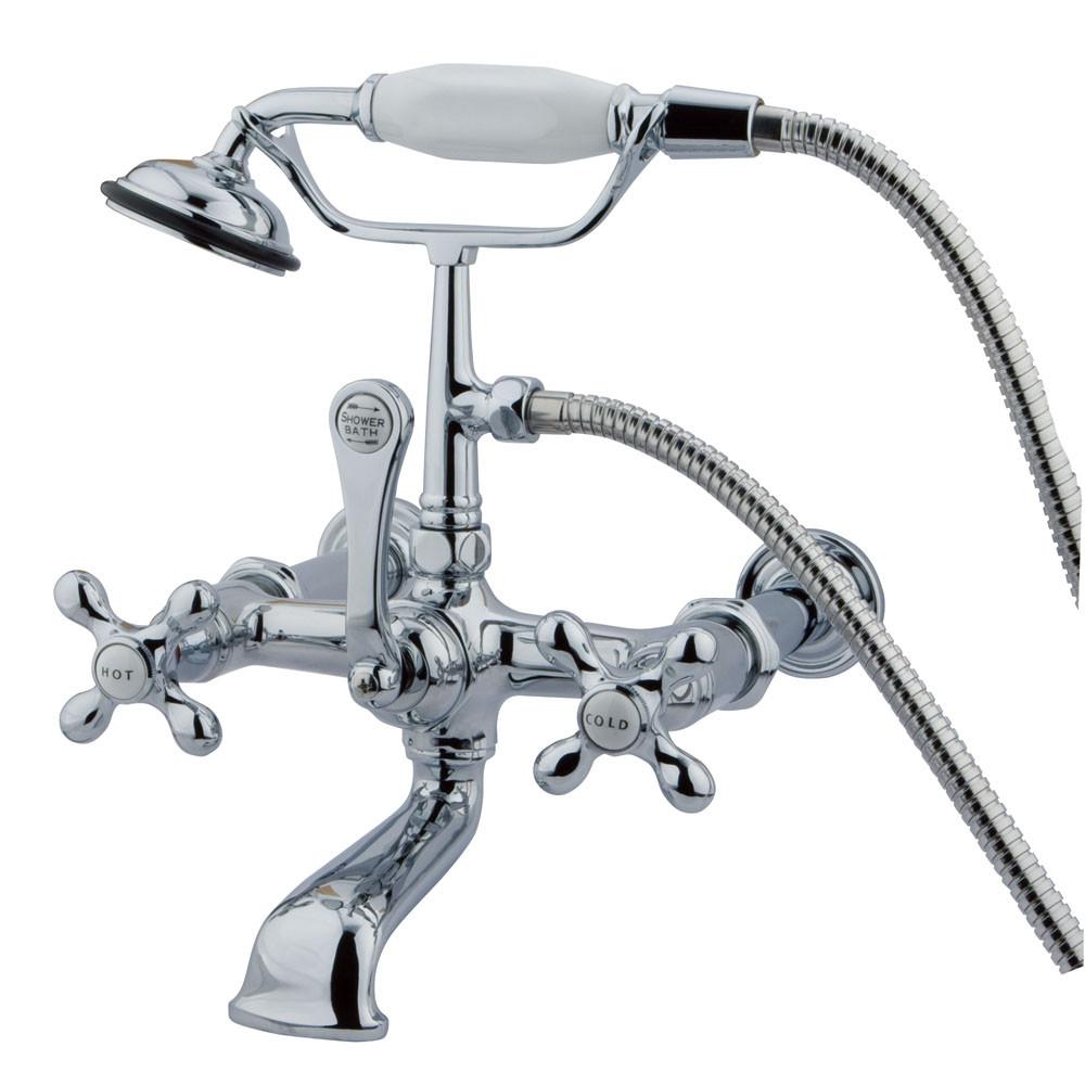 Kingston Brass Chrome Wall Mount Clawfoot Tub Faucet w Hand Shower CC548T1