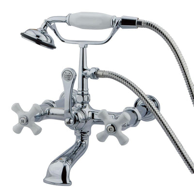 Kingston Brass Chrome Wall Mount Clawfoot Tub Faucet w Hand Shower CC550T1