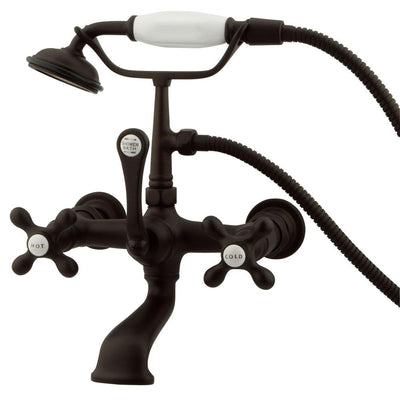 Kingston Oil Rubbed Bronze Wall Mount Clawfoot Tub Faucet w Hand Shower CC557T5