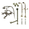 Freestanding Floor Mount Satin Nickel Metal Cross Handle Clawfoot Tub Filler Faucet with Hand Shower Package 557T8FSP