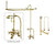 Polished Brass Clawfoot Tub Faucet Shower Kit with Enclosure Curtain Rod 57T2CTS