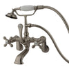 Kingston Brass Satin Nickel Wall Mount Clawfoot Tub Faucet w Hand Shower CC57T8