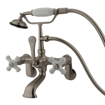 Kingston Brass Satin Nickel Wall Mount Clawfoot Tub Faucet w Hand Shower CC59T8