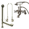 Satin Nickel Wall Mount Clawfoot Bathtub Filler Faucet w Hand Shower Package CC59T8system