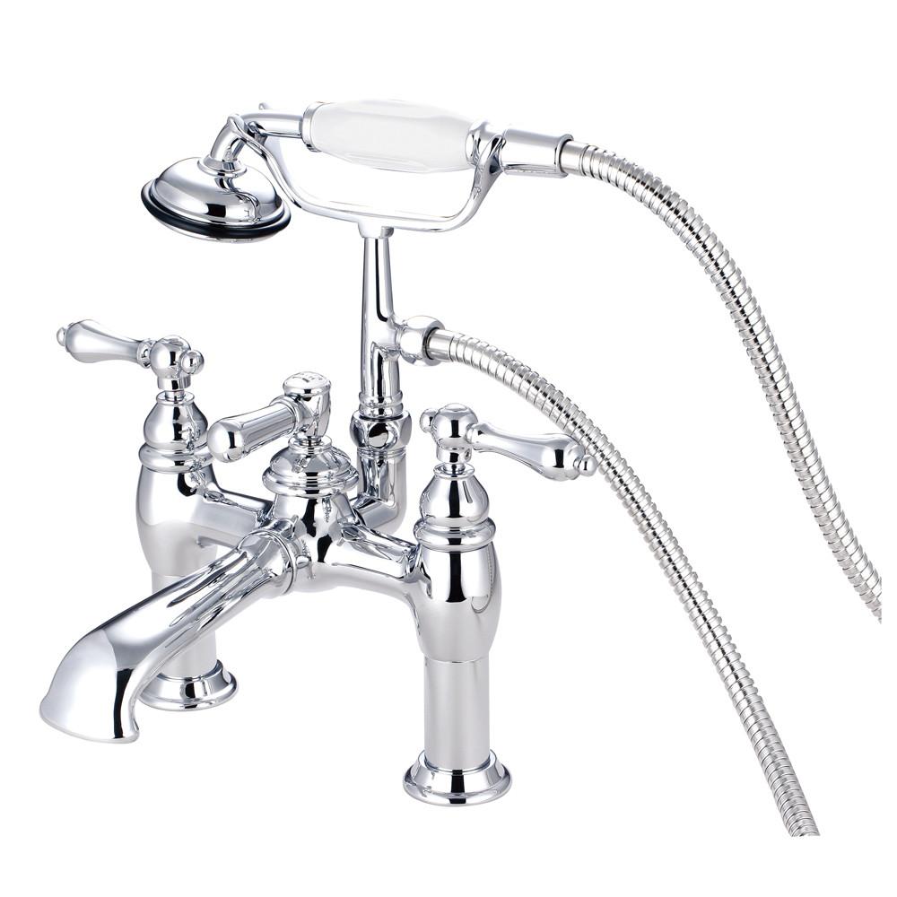 Kingston Chrome Deck Mount Clawfoot Tub Filler Faucet with Hand Shower CC604T1