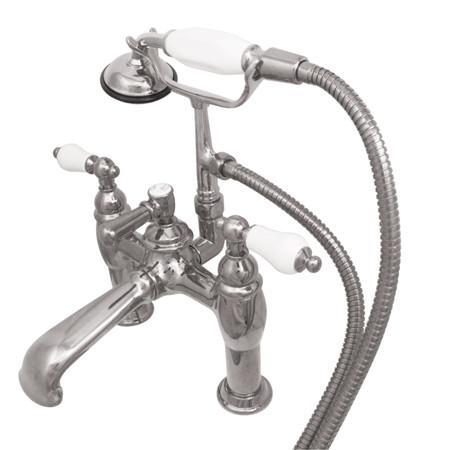 Kingston Chrome Deck Mount Clawfoot Tub Filler Faucet with Hand Shower CC606T1