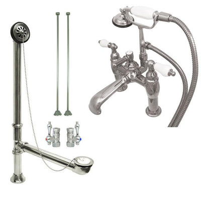 Chrome Deck Mount Clawfoot Bathtub Filler Faucet w Hand Shower Package CC606T1system