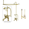 Polished Brass Clawfoot Tub Faucet Shower Kit with Enclosure Curtain Rod 609T2CTS