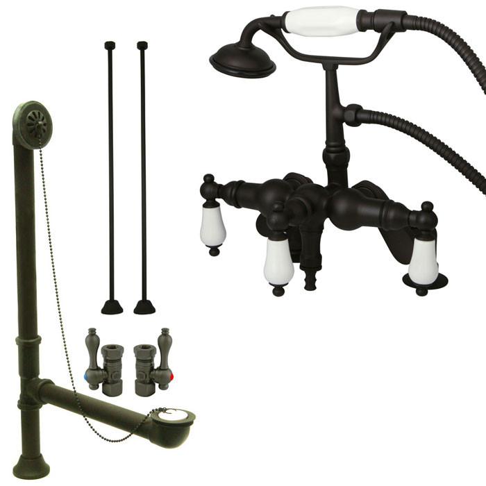 Oil Rubbed Bronze Deck Mount Clawfoot Bathtub Faucet w Hand Shower Package CC621T5system