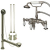 Satin Nickel Deck Mount Clawfoot Tub Filler Faucet w Hand Shower Package CC621T8system