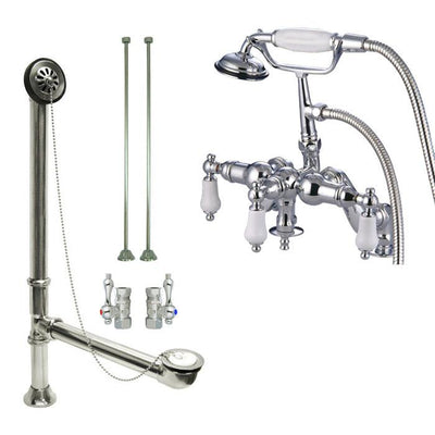 Chrome Deck Mount Clawfoot Bathtub Filler Faucet w Hand Shower Package CC622T1system