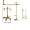 Polished Brass Clawfoot Tub Faucet Shower Kit with Enclosure Curtain Rod 623T2CTS