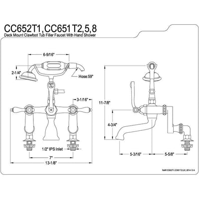 Kingston Brass Chrome Deck Mount Clawfoot Tub Faucet w Hand Shower CC652T1