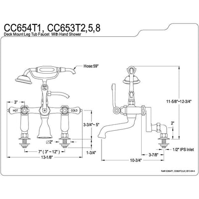 Kingston Brass Satin Nickel Deck Mount Clawfoot Tub Faucet w Hand Shower CC653T8