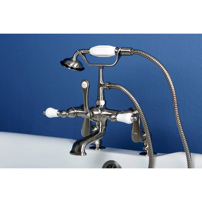 Kingston Brass Satin Nickel Deck Mount Clawfoot Tub Faucet w Hand Shower CC655T8