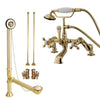 Polished Brass Deck Mount Clawfoot Tub Filler Faucet w Hand Shower Package CC657T2system