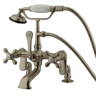 Kingston Brass Satin Nickel Deck Mount Clawfoot Tub Faucet w Hand Shower CC657T8