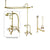 Polished Brass Clawfoot Bathtub Faucet Shower Kit with Enclosure Curtain Rod 659T2CTS