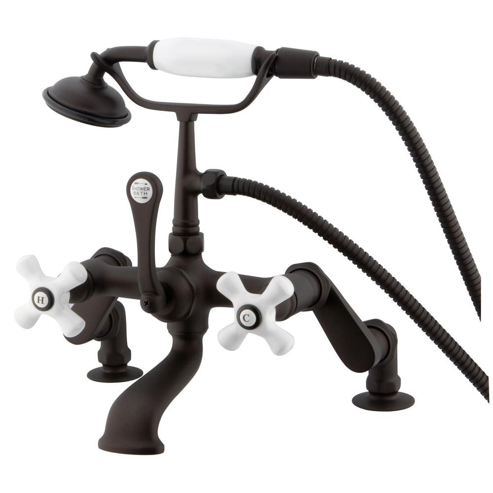 Kingston Oil Rubbed Bronze Deck Mount Clawfoot Tub Faucet w Hand Shower CC659T5