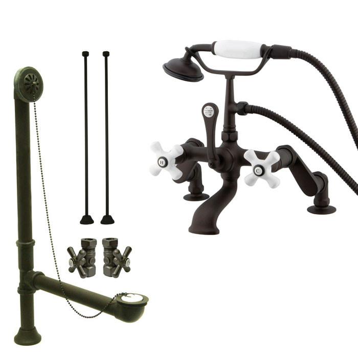 Oil Rubbed Bronze Deck Mount Clawfoot Bathtub Faucet w Hand Shower Package CC659T5system