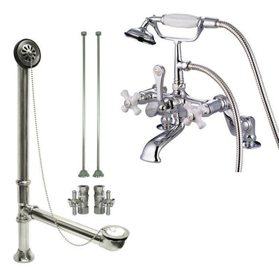 Chrome Deck Mount Clawfoot Bathtub Filler Faucet w Hand Shower Package CC660T1system