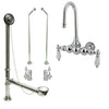 Chrome Wall Mount Clawfoot Bathtub Filler Faucet Package Supply Lines & Drain CC6T1system