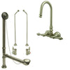 Satin Nickel Wall Mount Clawfoot Bathtub Faucet Package Supply Lines & Drain CC71T8system