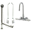 Chrome Wall Mount Clawfoot Bathtub Faucet Package Supply Lines & Drain CC74T1system