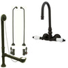 Oil Rubbed Bronze Wall Mount Clawfoot Tub Faucet Package Supply Lines & Drain CC75T5system