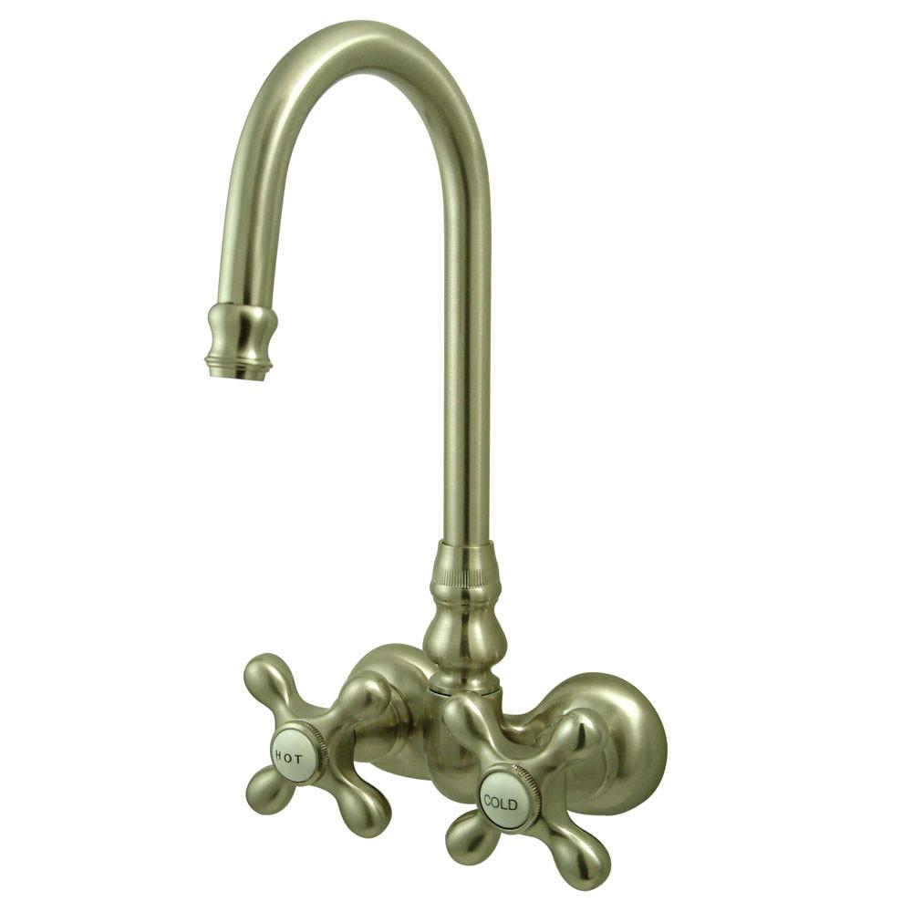 Kingston Brass Satin Nickel Wall Mount Clawfoot Tub Filler Faucet CC77T8