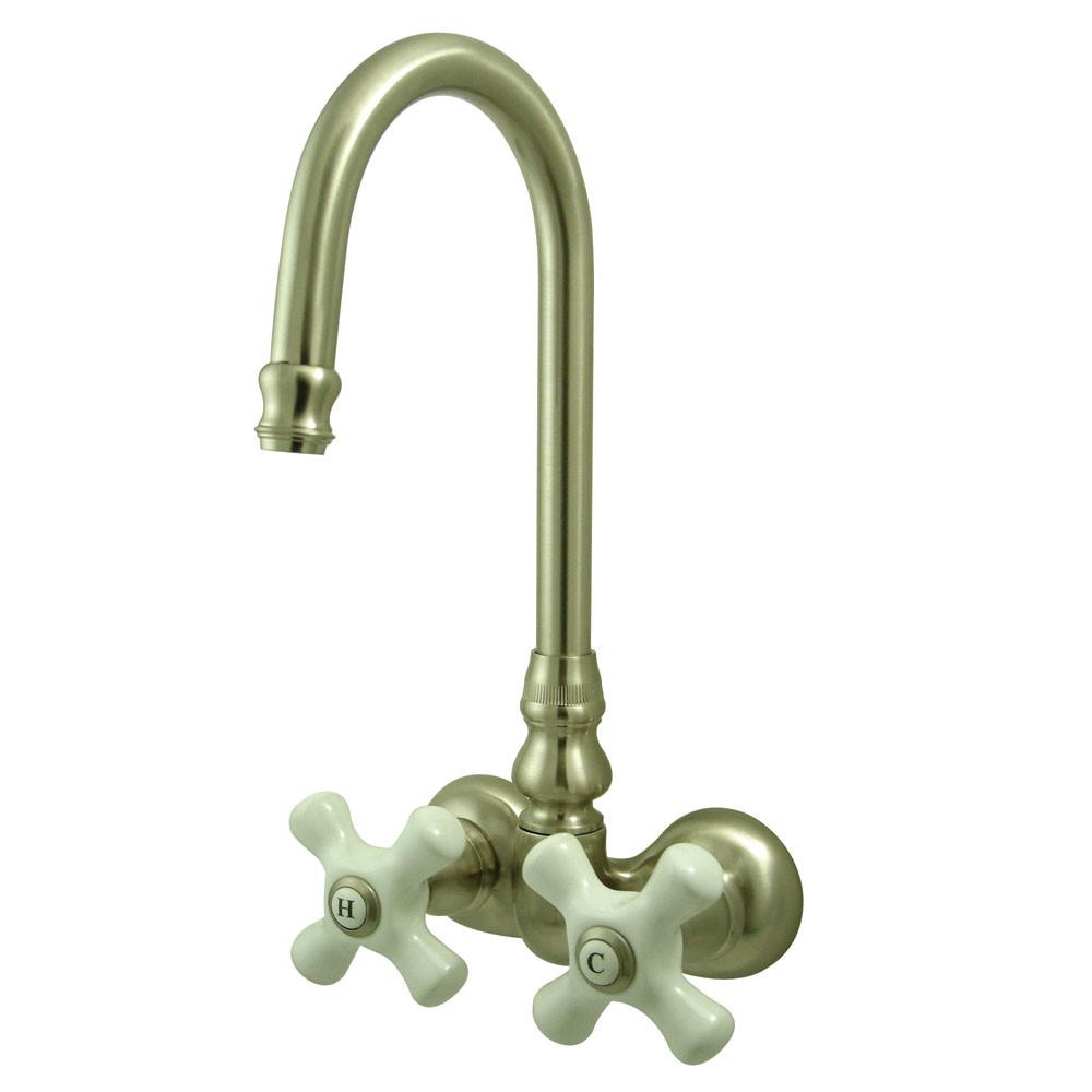 Kingston Brass Satin Nickel Wall Mount Clawfoot Tub Filler Faucet CC79T8