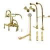 Freestanding Floor Mount Polished Brass Metal Lever Handle Clawfoot Tub Filler Faucet with Hand Shower Package 7T2FSP