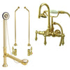 Polished Brass Wall Mount Clawfoot Bathtub Filler Faucet w Hand Shower Package CC7T2system