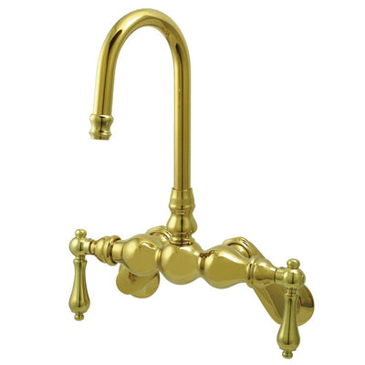 Kingston Brass Polished Brass Wall Mount Clawfoot Tub Filler Faucet CC81T2