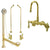 Polished Brass Wall Mount Clawfoot Tub Faucet Package Supply Lines & Drain CC81T2system