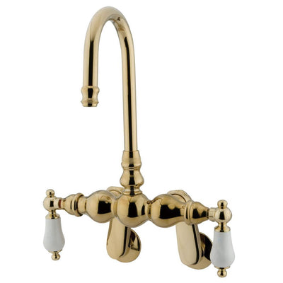 Kingston Brass Polished Brass Wall Mount Clawfoot Tub Filler Faucet CC83T2