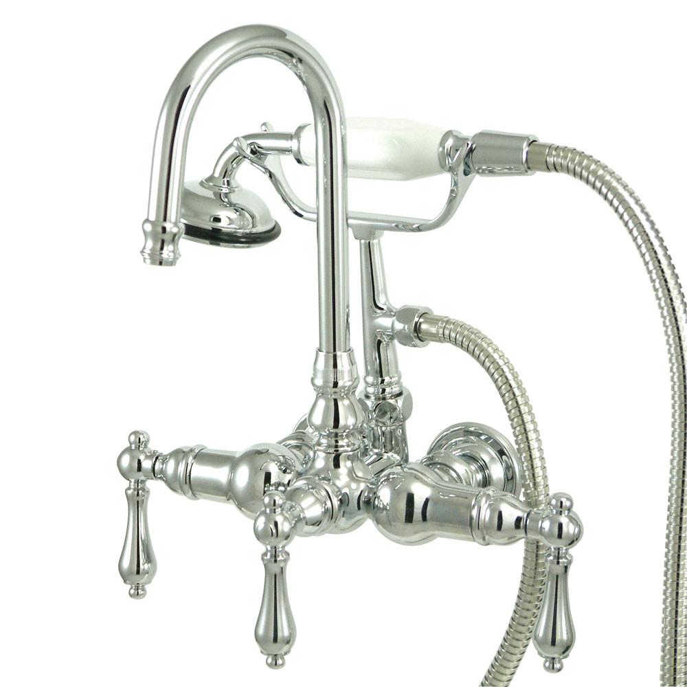 Kingston Chrome Wall Mount Clawfoot Tub Filler Faucet with Hand Shower CC8T1