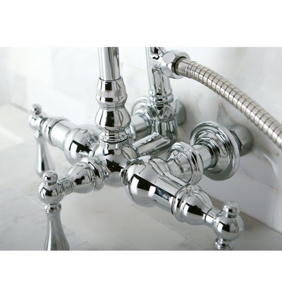 Kingston Chrome Wall Mount Clawfoot Tub Filler Faucet with Hand Shower CC8T1