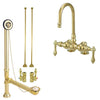 Polished Brass Deck Mount Clawfoot Tub Faucet Package Supply Lines & Drain CC91T2system