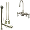 Satin Nickel Deck Mount Clawfoot Bathtub Faucet Package Supply Lines & Drain CC93T8system