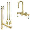 Polished Brass Deck Mount Clawfoot Tub Faucet Package Supply Lines & Drain CC95T2system