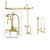 Polished Brass Clawfoot Tub Faucet Shower Kit with Enclosure Curtain Rod 9T2CTS