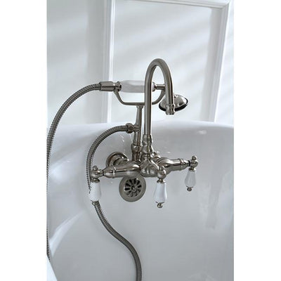 Kingston Brass Satin Nickel Wall Mount Clawfoot Tub Faucet w Hand Shower CC9T8