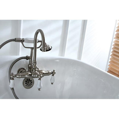 Kingston Brass Satin Nickel Wall Mount Clawfoot Tub Faucet w Hand Shower CC9T8