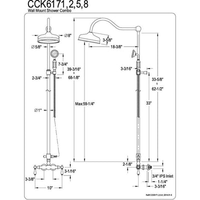 Kingston Brass Chrome Clawfoot Tub Faucet Shower Combination CCK6171