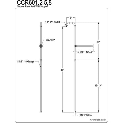 Kingston Polished Brass Shower Riser And Wall Support for Clawfoot Faucet