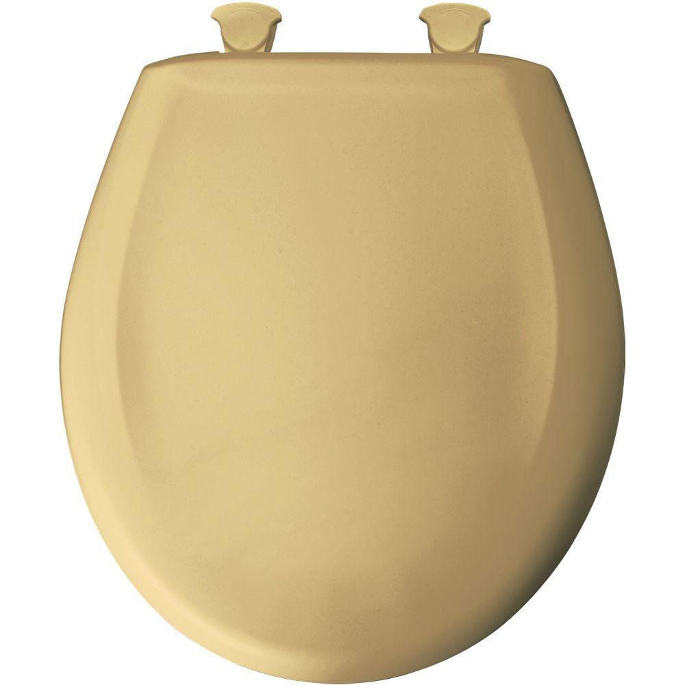 Bemis Round Closed Front Plastic Toilet Seat in Desert Gold 478445