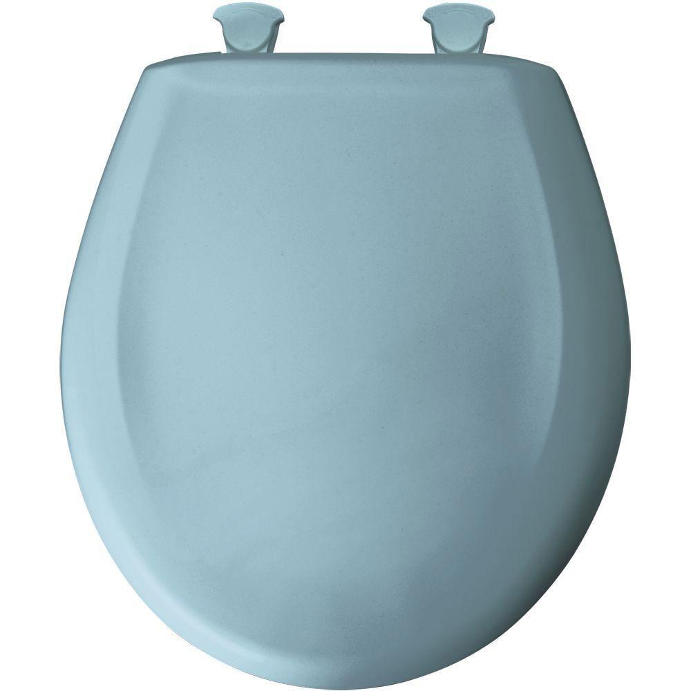 Bemis Slow Close STA-TITE Round Closed Front Toilet Seat in Twilight Blue 480872