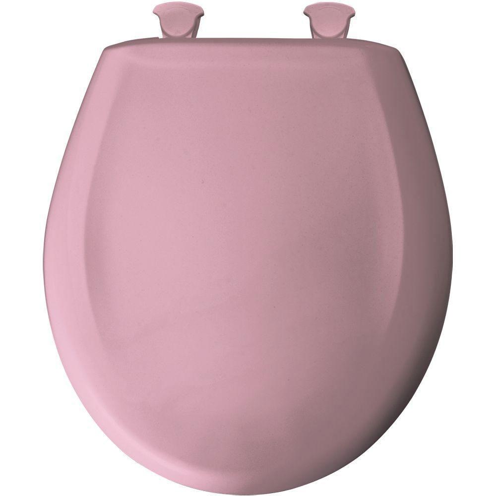 Bemis Slow Close STA-TITE Round Closed Front Toilet Seat in Pink Champagne 480883