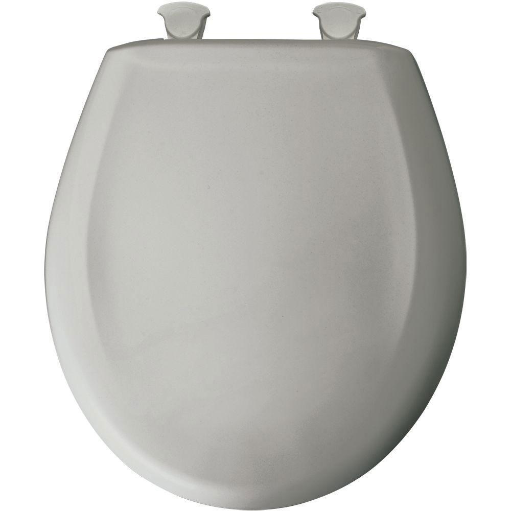 Bemis Slow Close STA-TITE Round Closed Front Toilet Seat in Silver 529703